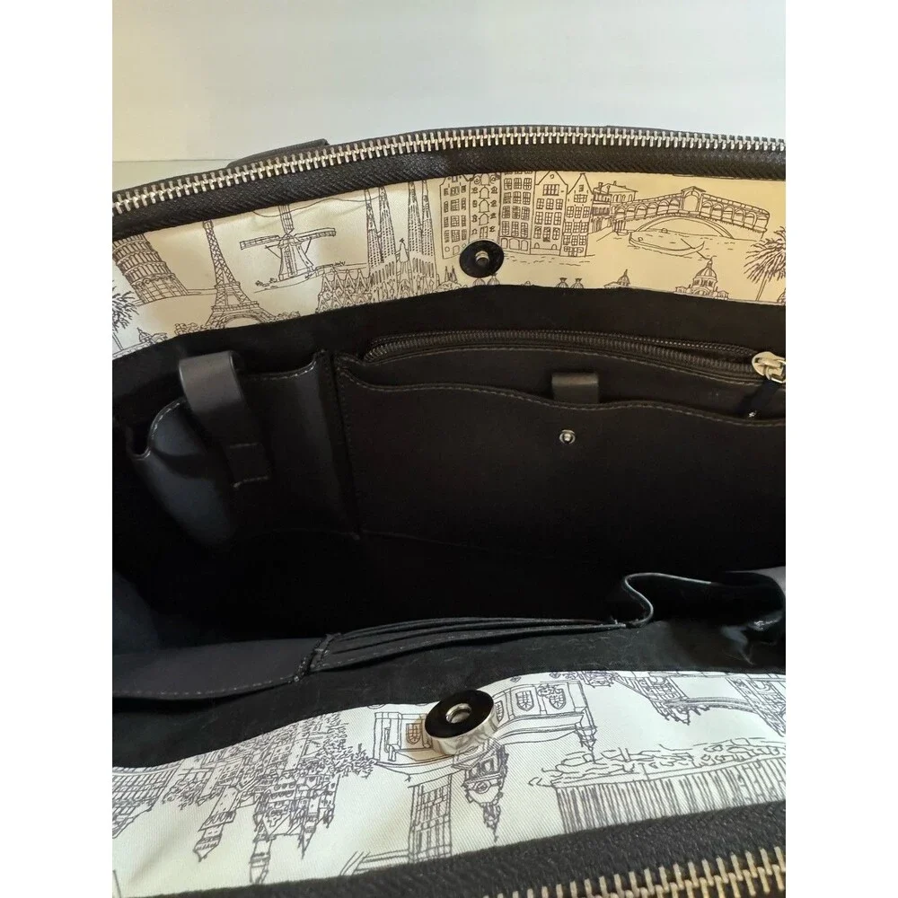 Parfois Laptop Bag Paris Monuments Print Black White Soft Side School Work